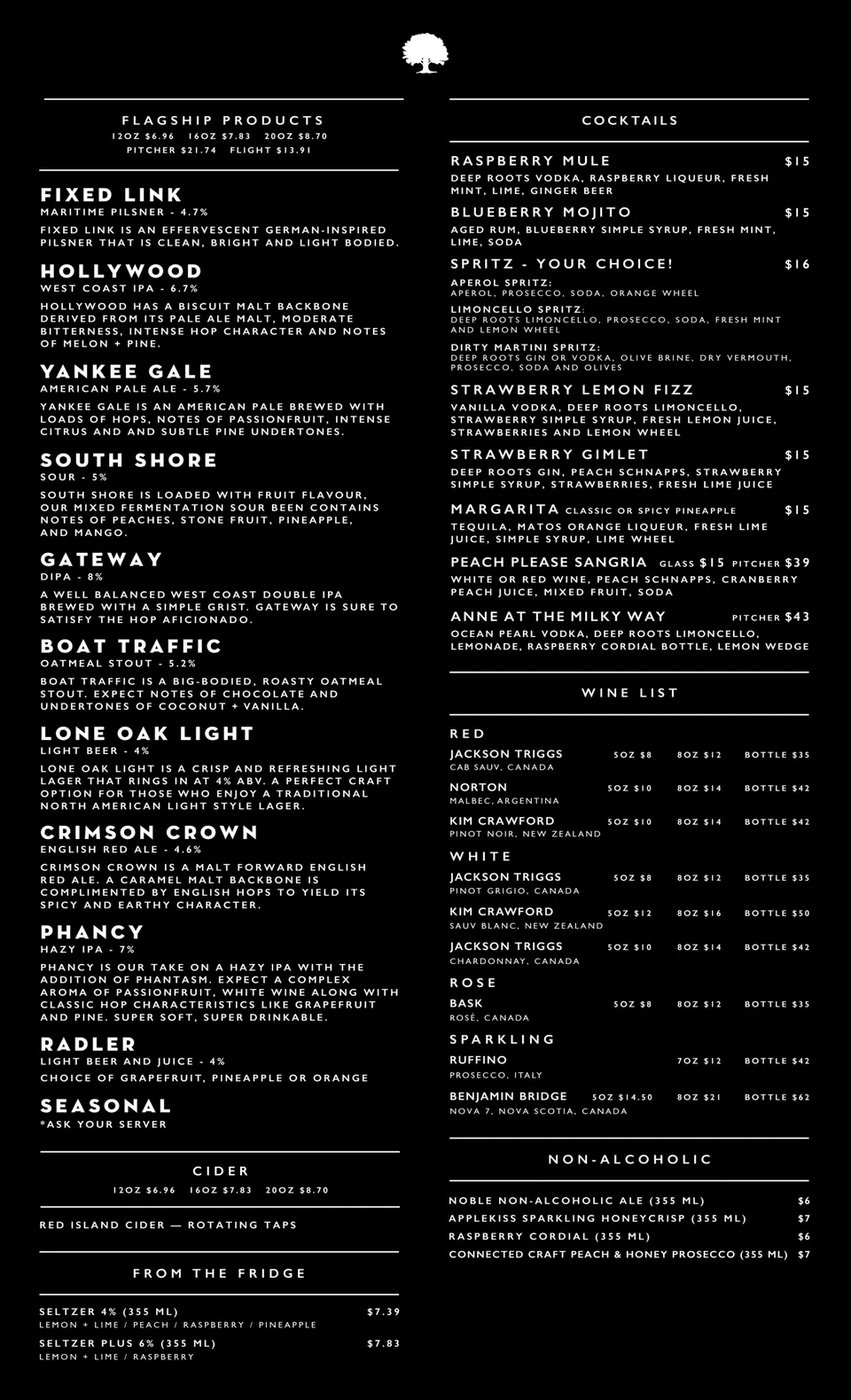 Brewpub Restaurant menu, page 2
