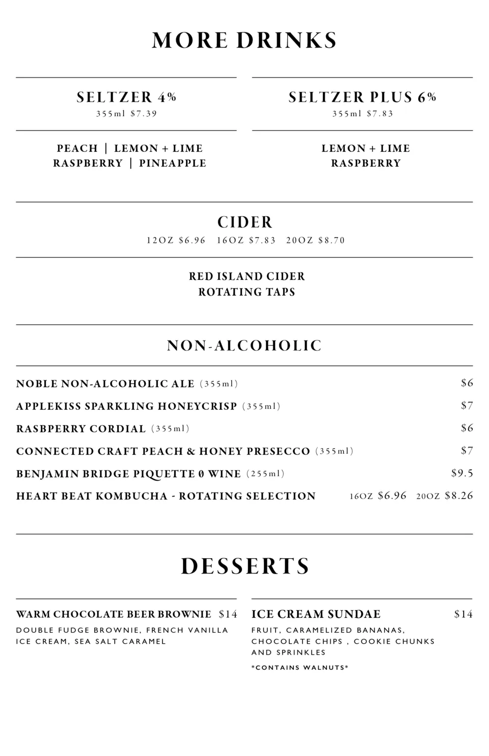 The Oak Downtown menu, page 4