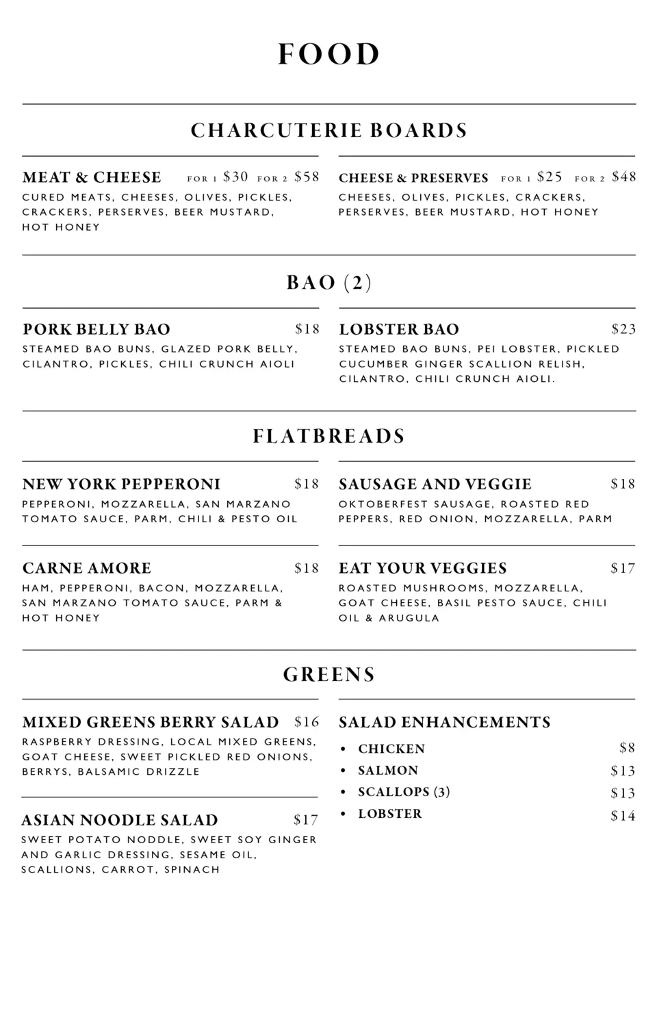 The Oak Downtown menu, page 6